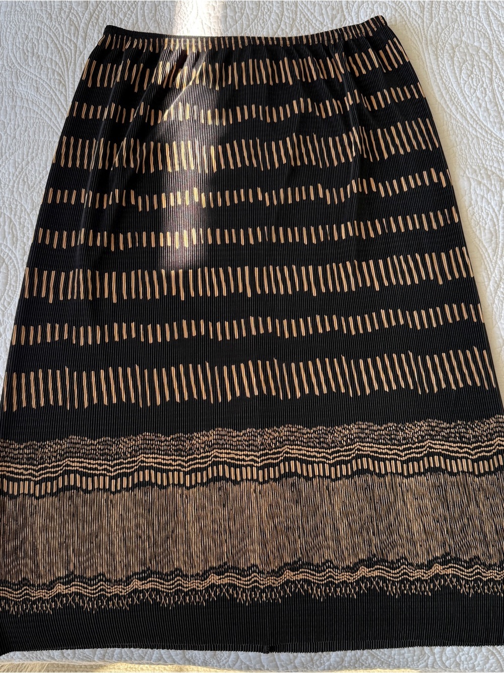 Vintage Carroll Reed Black Gold Pleated Midi Skirt Womens Size Medium 90s - Picture 5 of 10